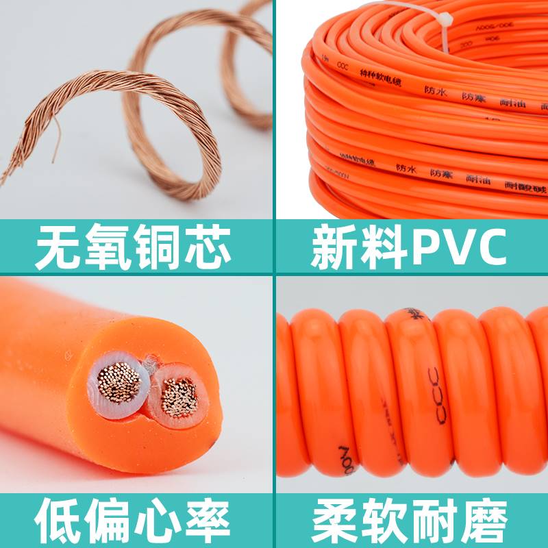 速发国标牛筋线纯铜芯护套线2芯防水防冻软芯线电动车插板线2.5