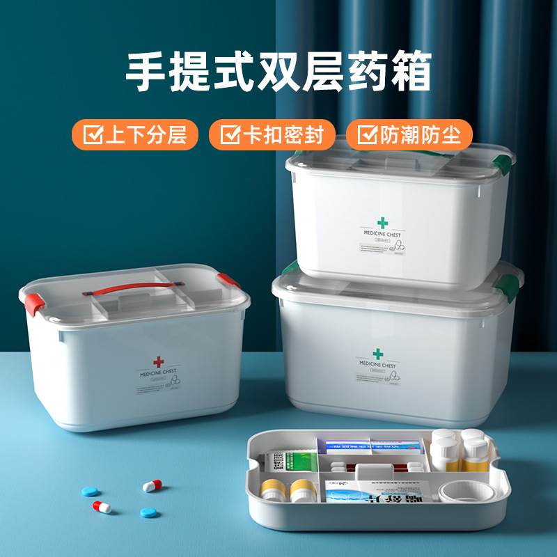 速发药箱家庭装多用大容量家药医层箱宿舍急救收纳防疫小药盒
