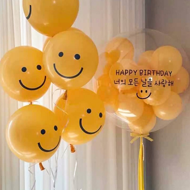 速发笑脸气球风桌飘波波球儿宝布置宝童周岁生日装对场景派饰