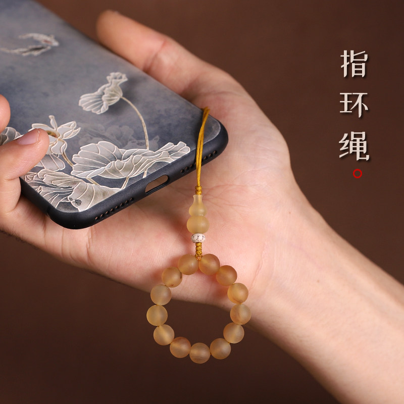 现货速发檀木手机挂绳短款挂件男手角指环扣吊坠挂饰防丢手机绳