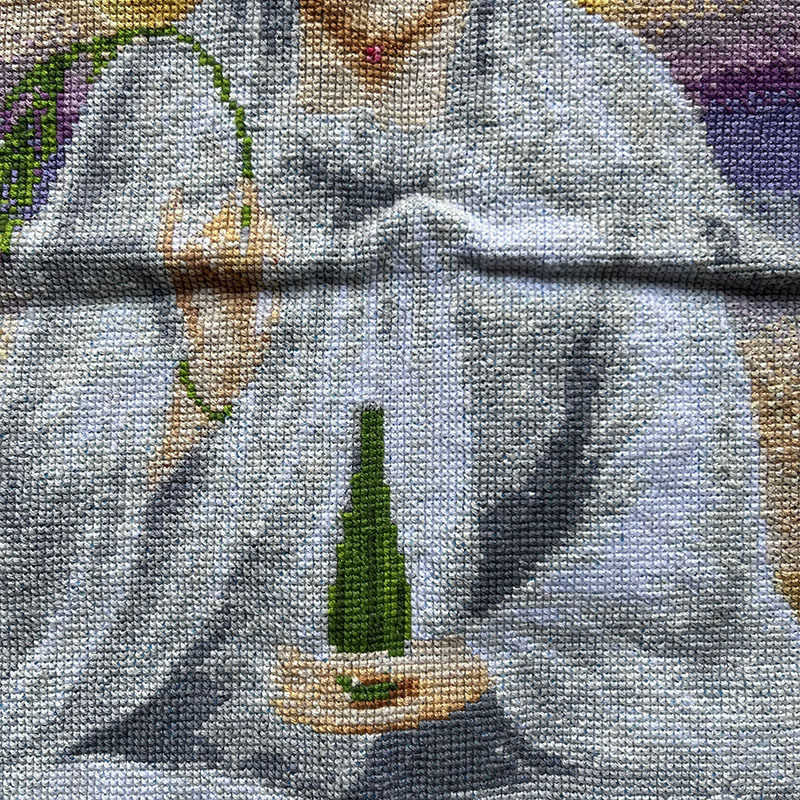 速发绣好的纯手工成品坐莲观音滴水观音送子佛像客厅玄关装饰画