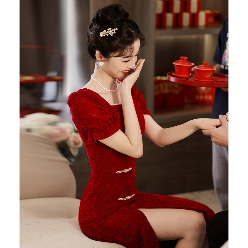 速发敬酒服新娘旗级小个子新婚礼礼服/晚装
