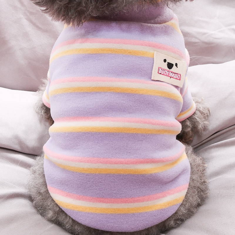 速发衣绒条纹打底衫春秋用秋冬天加服款穿泰迪小型犬衣服装品