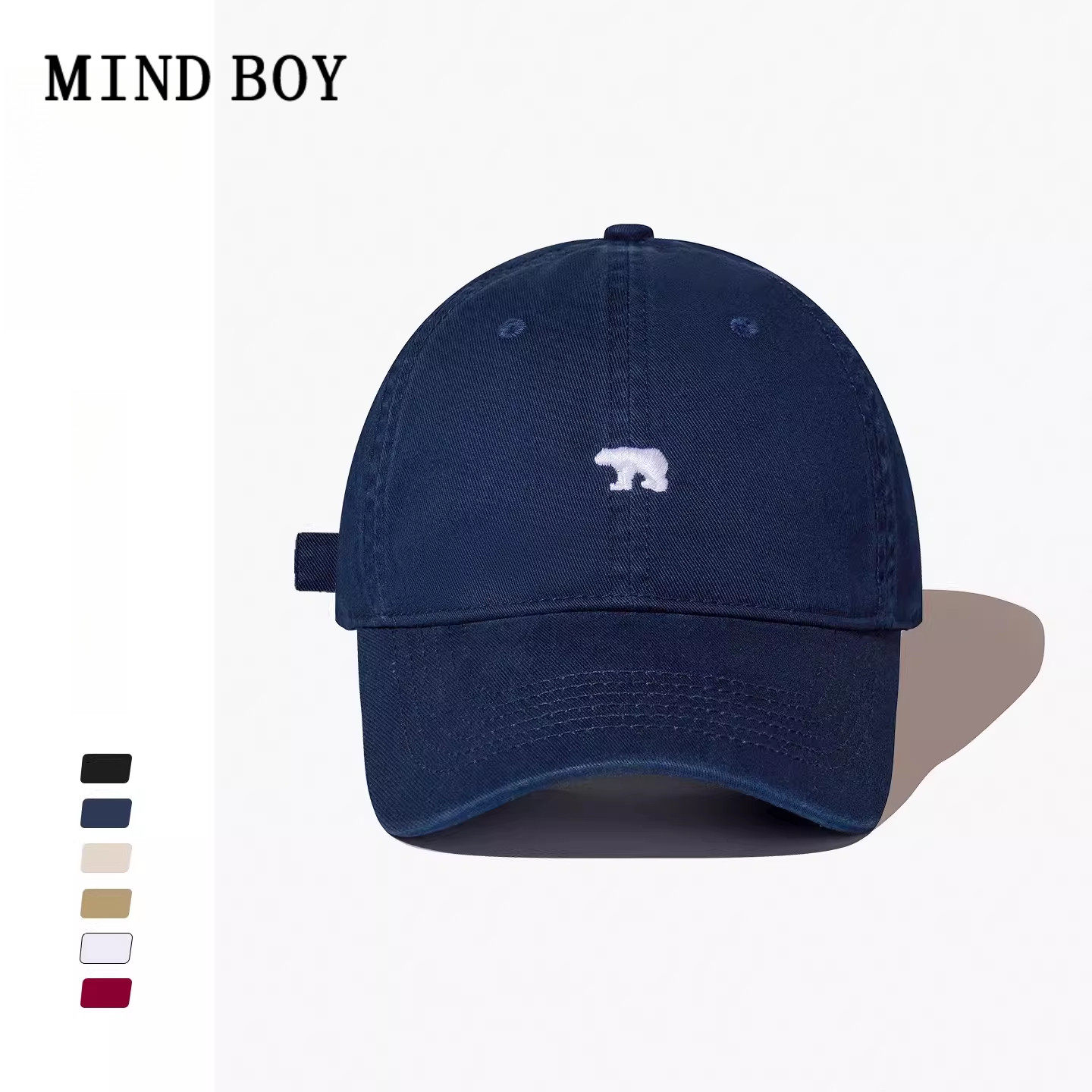 MIND BOY硬顶鸭舌帽女显脸小大帽檐藏青色男士棒球帽女款2026新款