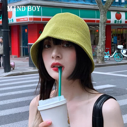 MIND BOY遮阳帽女防晒薄款透气渔夫帽潮新款遮脸水桶帽女显脸小
