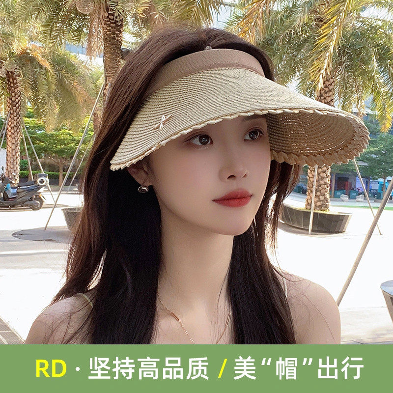 Ander Jurnal空顶拉菲草帽女草编防晒太阳遮阳帽防紫外线夏季帽子