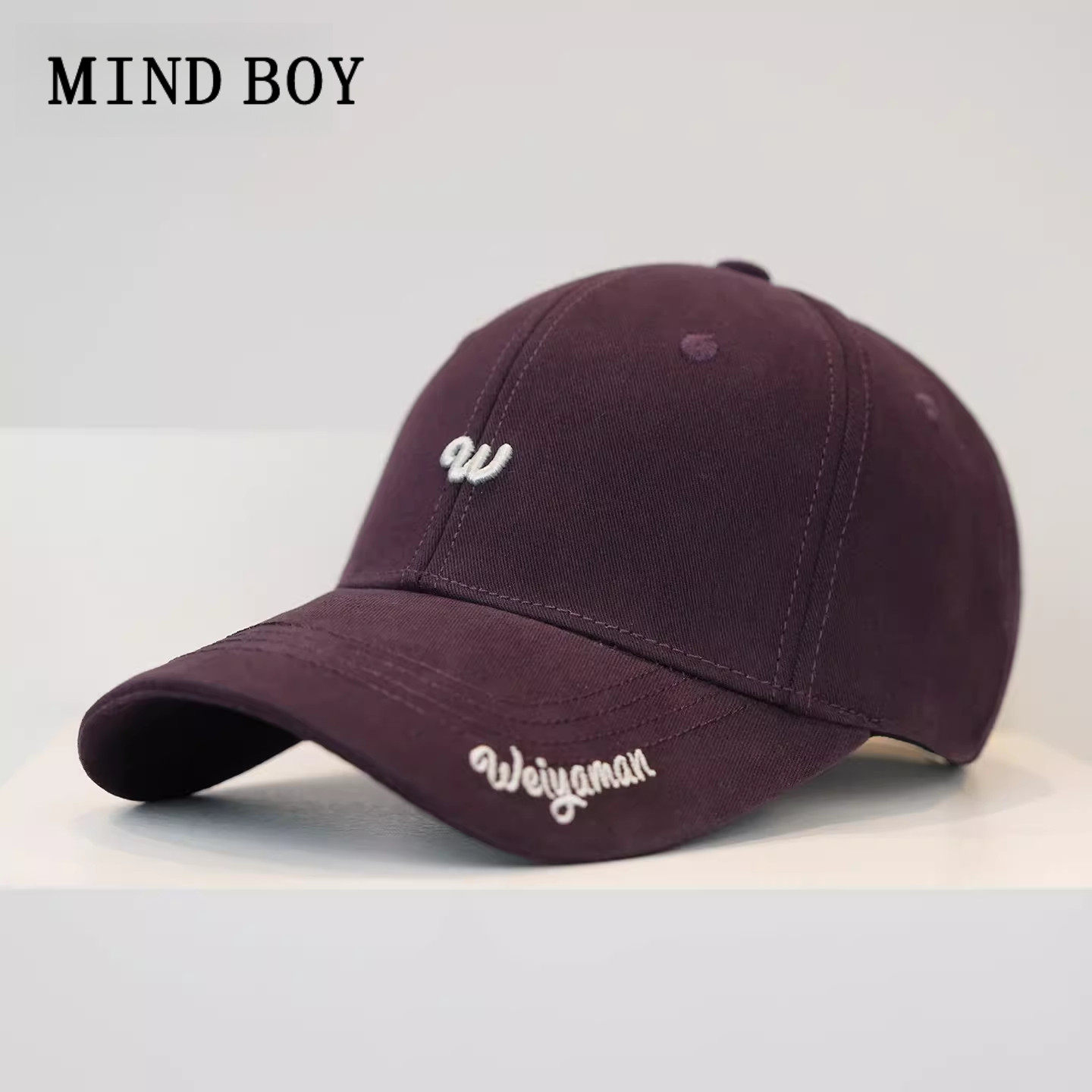 MIND BOY秋季简约百搭硬顶棒球帽子男女加大头围显脸小遮阳鸭舌帽