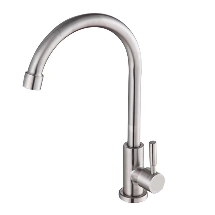 304不锈钢单冷洗菜盆水龙头七字管水槽龙头洗菜池轻奢厨房龙头