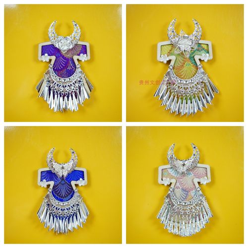 贵州千户苗寨原创手工仿苗银冰箱贴银帽发冠青云市集肇兴侗寨同款