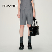 女夏通勤 中裤 KARIN时髦设计感重工层次感外露腰头短裤 西装