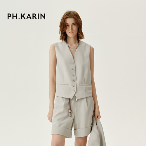 【意趣自然】PH KARIN“悬垂抗皱”西装马甲背心女春时尚百搭上衣