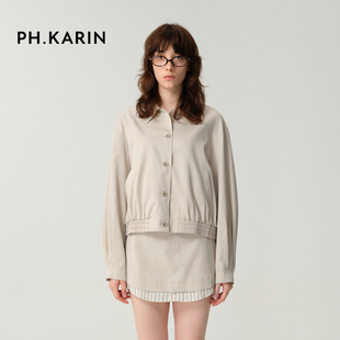 【小敏阿姨】时髦复古翻领小众天丝花苞下摆短外套女宽松夹克