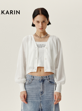 【春日多巴胺】PHKARIN简约百搭灯笼袖短外套女新款薄款针织开衫