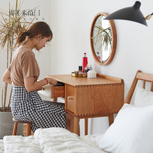 北欧纯实木化妆台 小户型日式原木梳妆台 卧室樱桃木小型梳妆桌