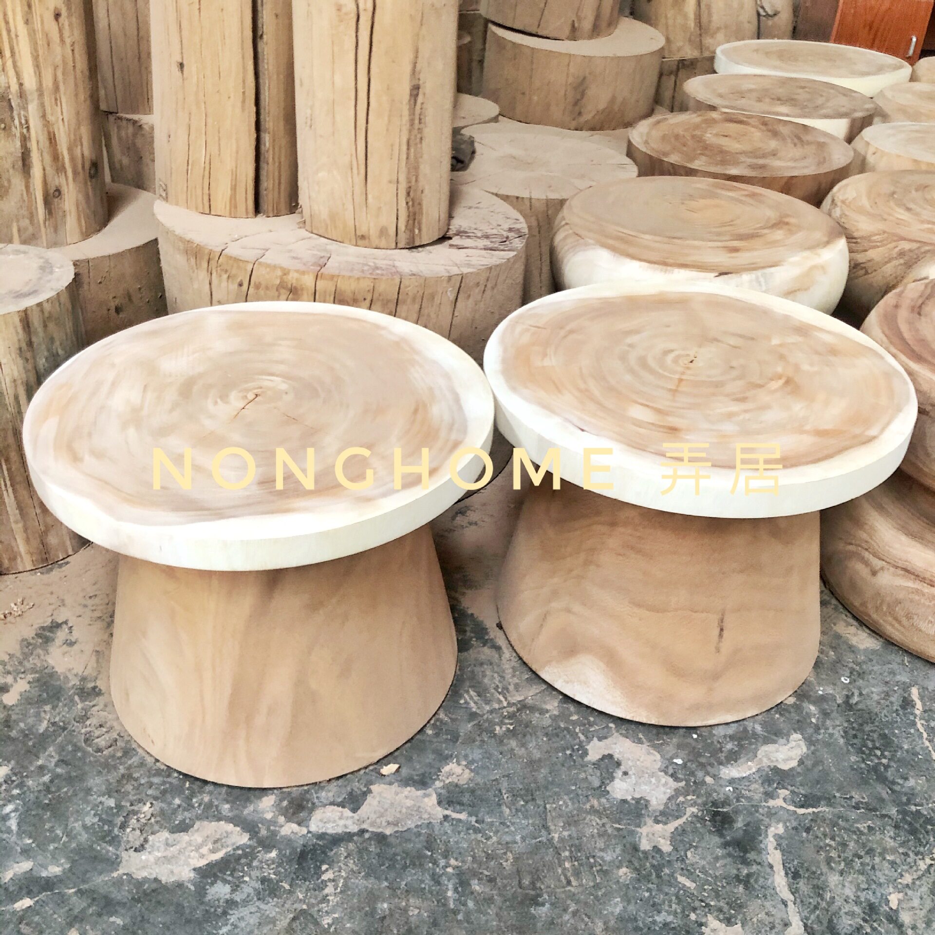弄舍∣北欧设计师创意实木茶几进口胡桃木雨木原木边几民宿家具