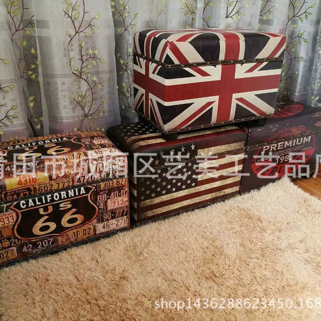 复古个性儿童沙发凳换鞋凳子储藏木箱沙发边几床头柜样板房桌椅