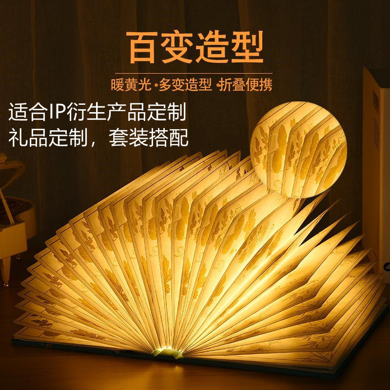 德国2026新款MH海错图同款书灯创意USB充电小夜灯花海折叠书本灯