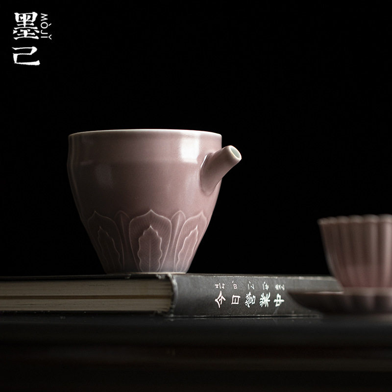 墨己 紫红汝釉仰莲瓣公杯茶道配件陶瓷公道杯分茶器家用仿古茶海