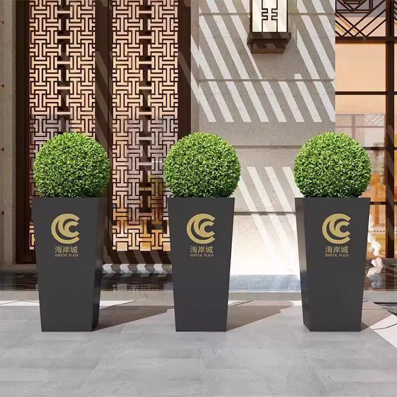 户外不锈钢花箱组合商业街庭院铁艺围栏广场酒店隔断阳台花槽花坛