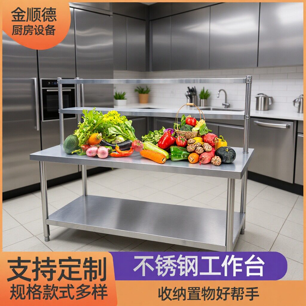 跨境不锈钢工作台简易平板操作台厨柜厨房酒店案板厨房设备