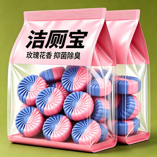 【玫瑰花香洁厕宝】除垢飘香厕所卫生间除味马桶清大块耐用洁厕剂