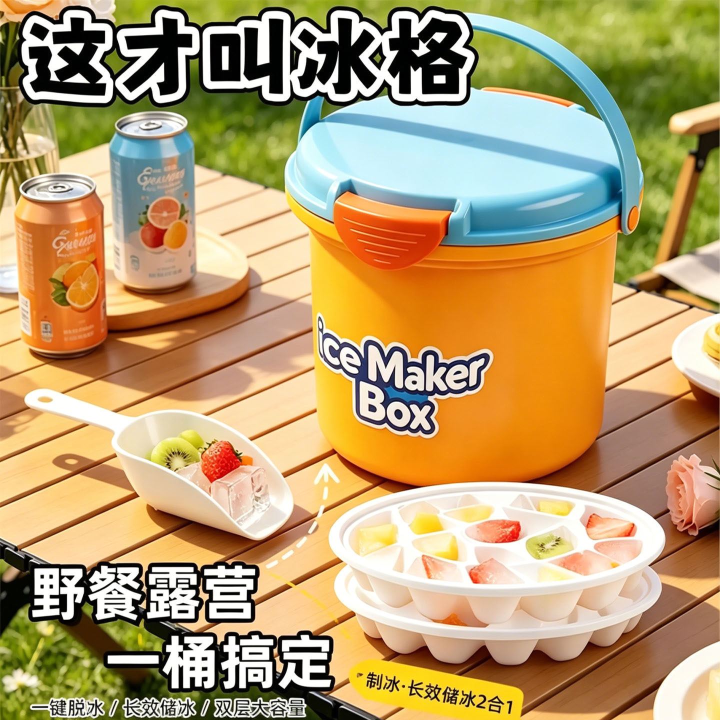 便携食品级露营冰桶冰盒