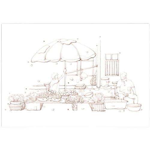 momo钢笔淡彩线稿临摹底稿小清新风景建筑街景照片水彩上填涂色纸