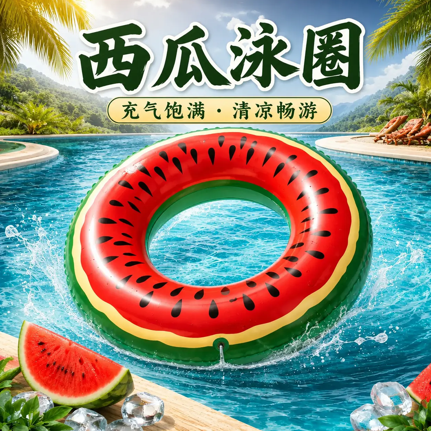 透明西瓜充气腋下救生圈