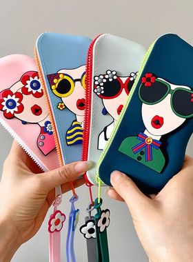 高级感硅胶眼镜袋女旅行便携太阳镜墨镜收纳包可挂防丢可爱眼镜盒