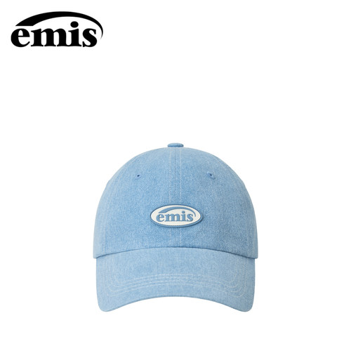 emis浅蓝牛仔做旧橡胶标棒球帽