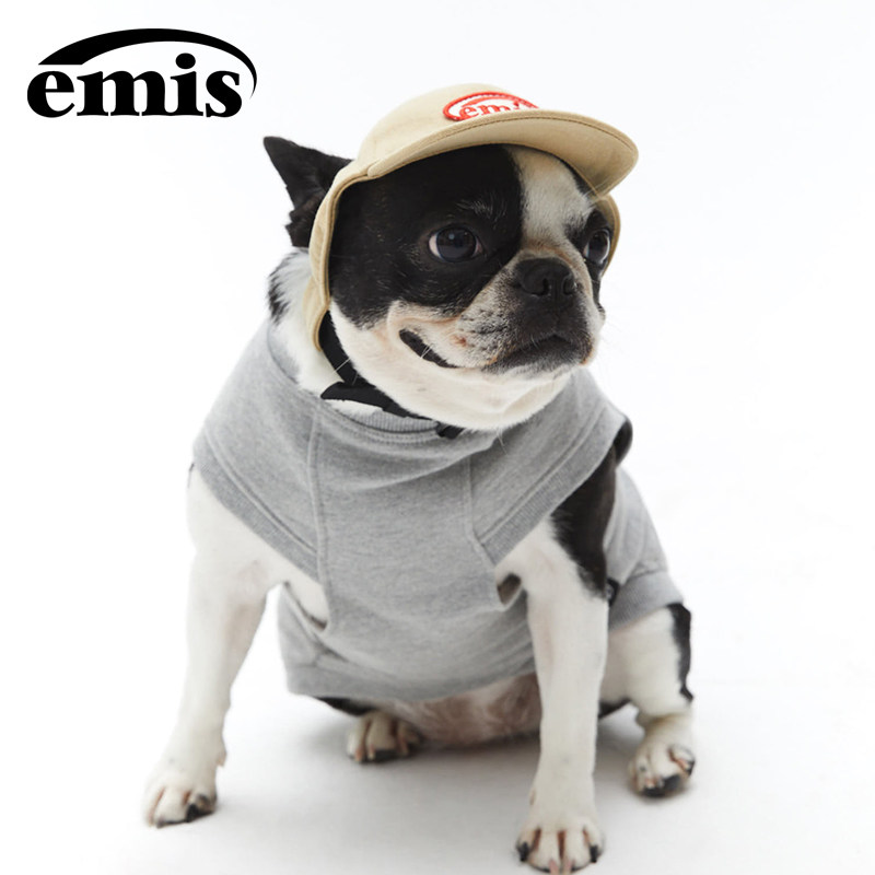 emis狗狗帽子徽章棒球帽米色宠物小狗露耳朵遮阳帽柴犬泰迪太阳帽