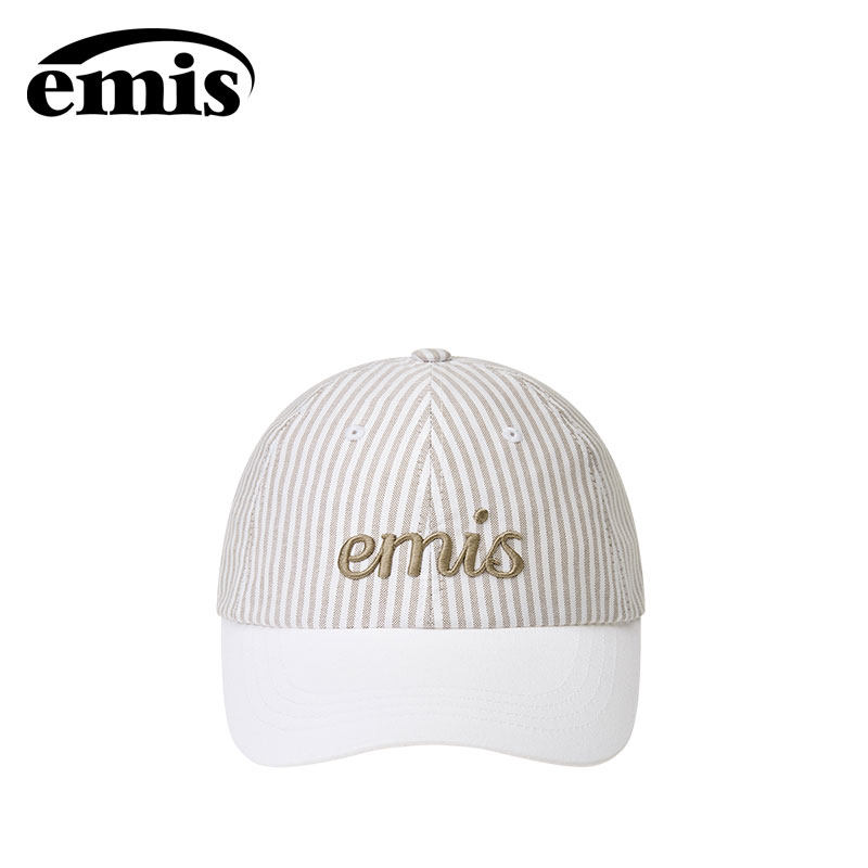emis手写体条纹棒球帽男女同款