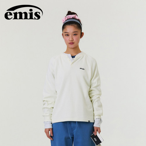 emis华夫格插肩袖T恤象牙白