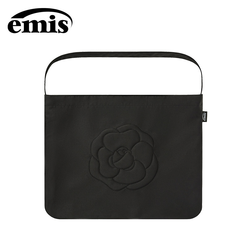 emis包包玫瑰刺绣环保袋黑色帆布包手提包单肩包女大容量手提袋