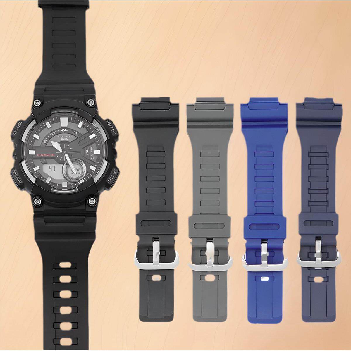 适配卡西欧w-735男士表带 aq-s810w橡胶表带 aeq-110树脂tpu表带