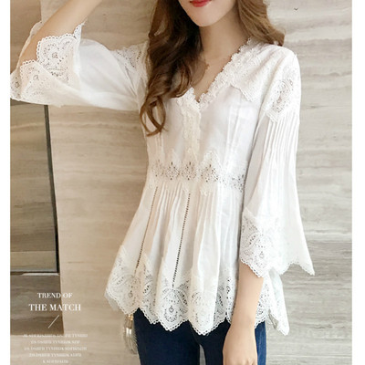 极速Spring Autumn New Arrival Women SHweet Ruffles V-Neck Fa