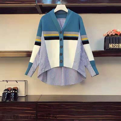 极速Europe staition autumn 2021 new splicing stripe fake two