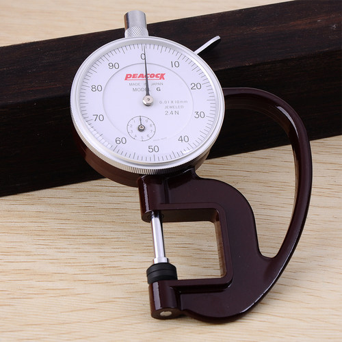 极速孔雀PEACOCKn纸张厚度计薄膜测厚规百分表0-10mm0.01毫米