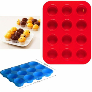 极速1Pc 12 Holes Silicone Mold Muffin KCupcake Baking Tray