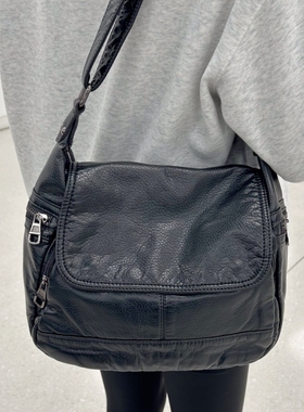 真皮软皮女包2025新款韩版时尚休闲简约百搭女士妈妈斜挎包单肩包