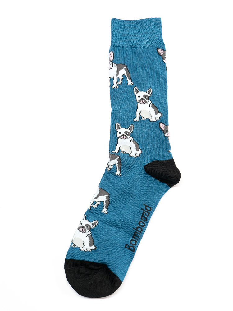 舒适竹纤维抗菌排湿防臭透气法国斗牛犬中筒情侣款男女袜BA033