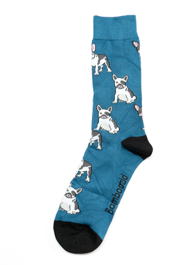 舒适竹纤维抗菌排湿防臭透气法国斗牛犬中筒情侣款男女袜BA033