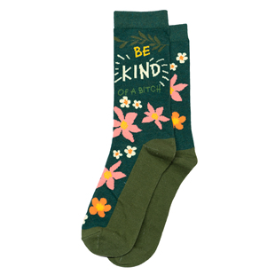 女士舒适棉质Be bitch有点强势花朵图案中筒女袜RH kind