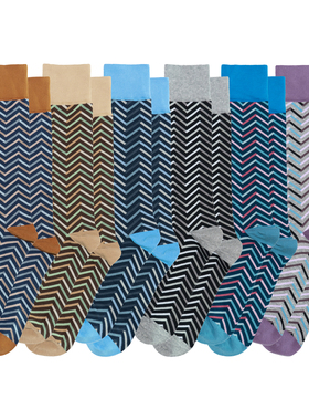 男士精梳棉CHEVRON人字纹波浪纹无骨对目手工对口中筒男袜ZO