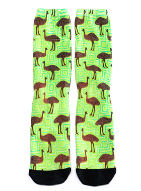 男女竹纤维3D数码印花抗菌防臭鸵鸟无骨对目男女袜36-45ED