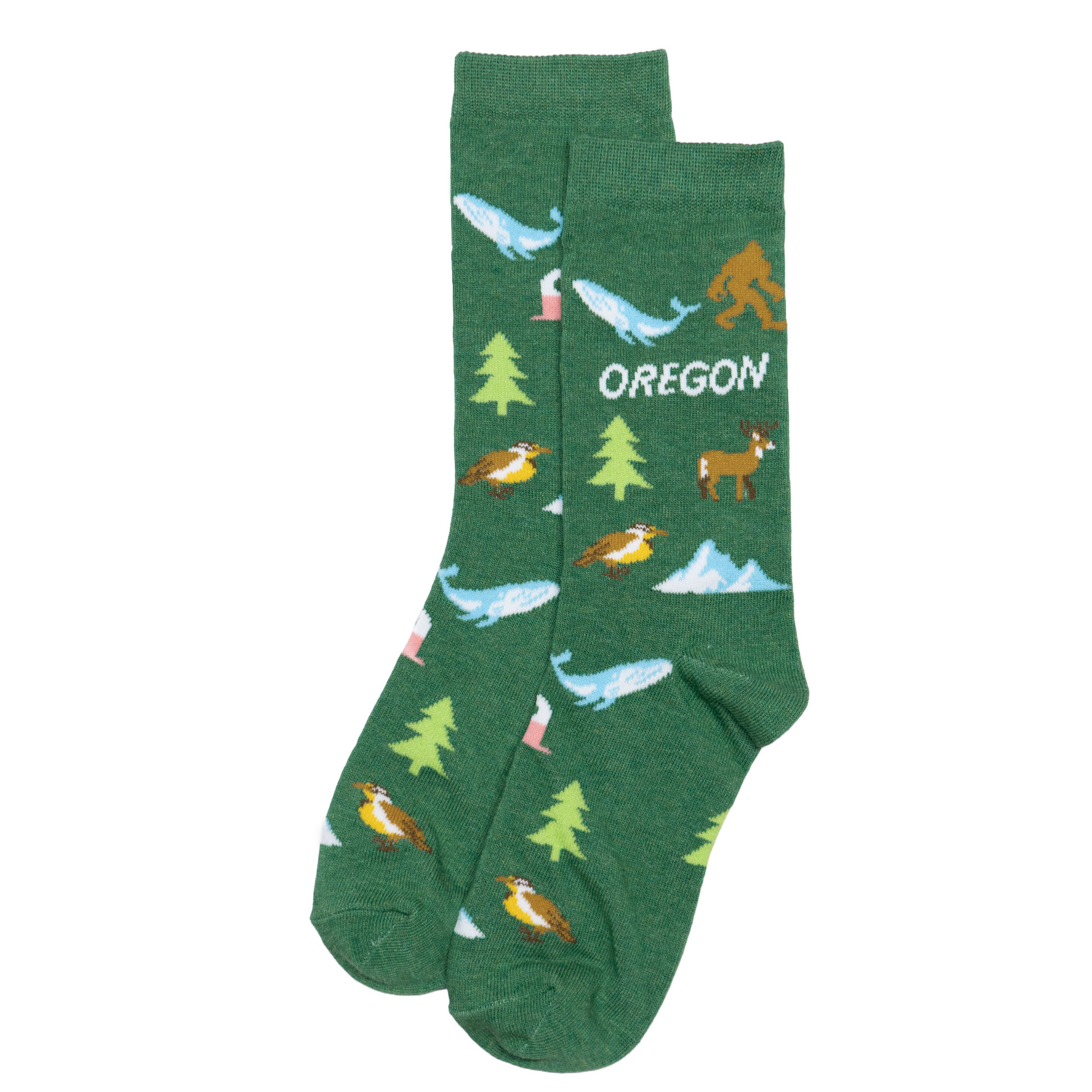 女舒适棉质俄勒冈Oregon旅行地标麋鹿大脚怪鲸鱼女袜RH