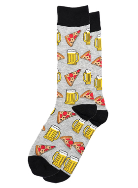 男士舒适棉质披萨和啤酒pizza beer防臭防异味中筒男袜DH094