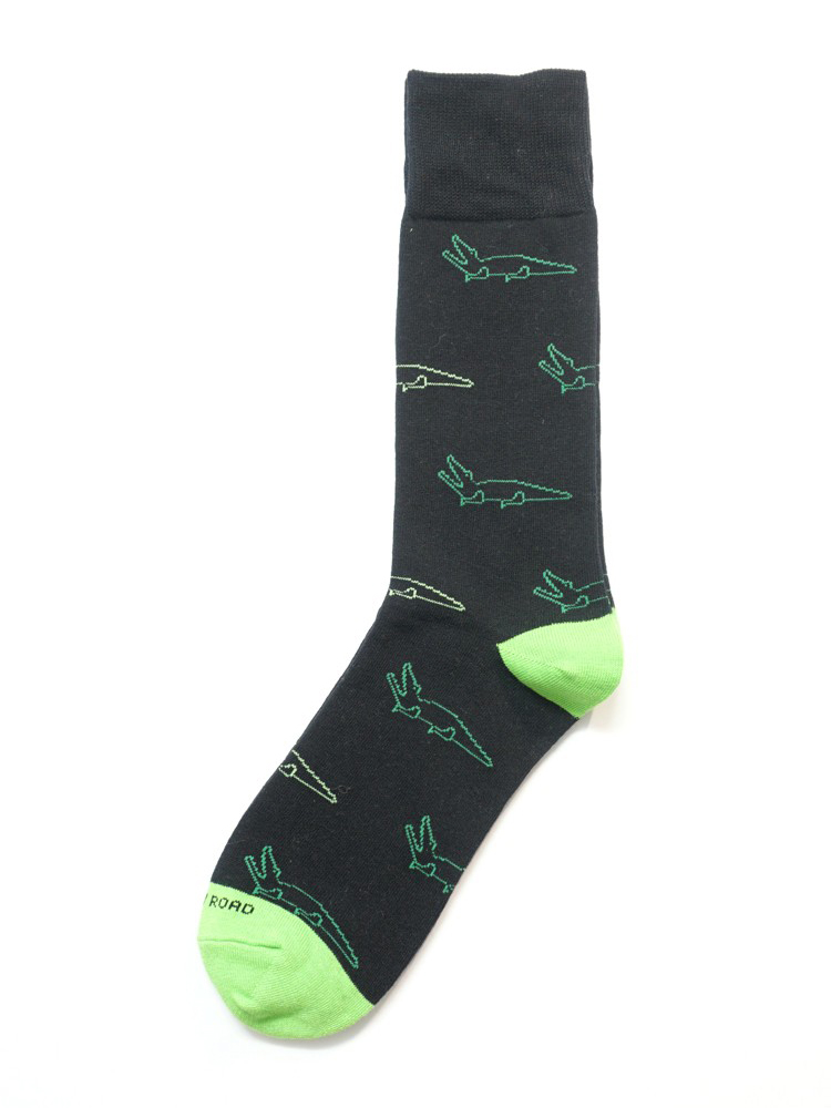 舒适棉质鳄鱼图案中筒男袜CR009