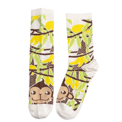 可爱的猴子和香蕉Cute Monkey and Bananas中筒男女袜36-43码FBF