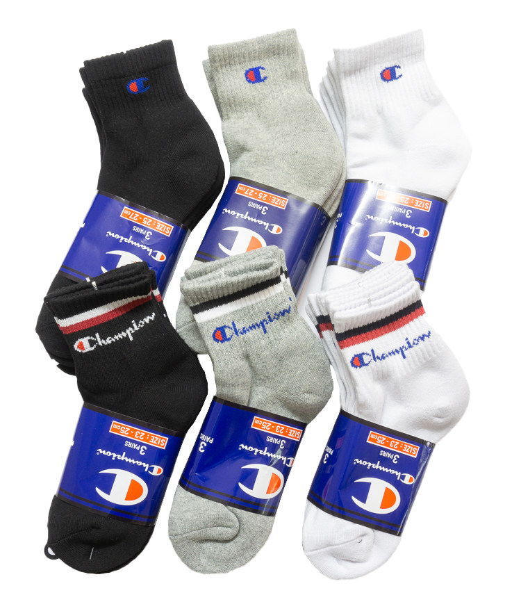 冠军加厚毛圈毛巾足底中筒男女情侣运动袜组合装一组三双